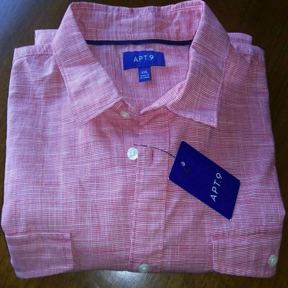 Men's Red Apt. 9 Regular-Fit Crosshatch Button-Down Shirt Size XXL Choos… - Picture 5 of 6